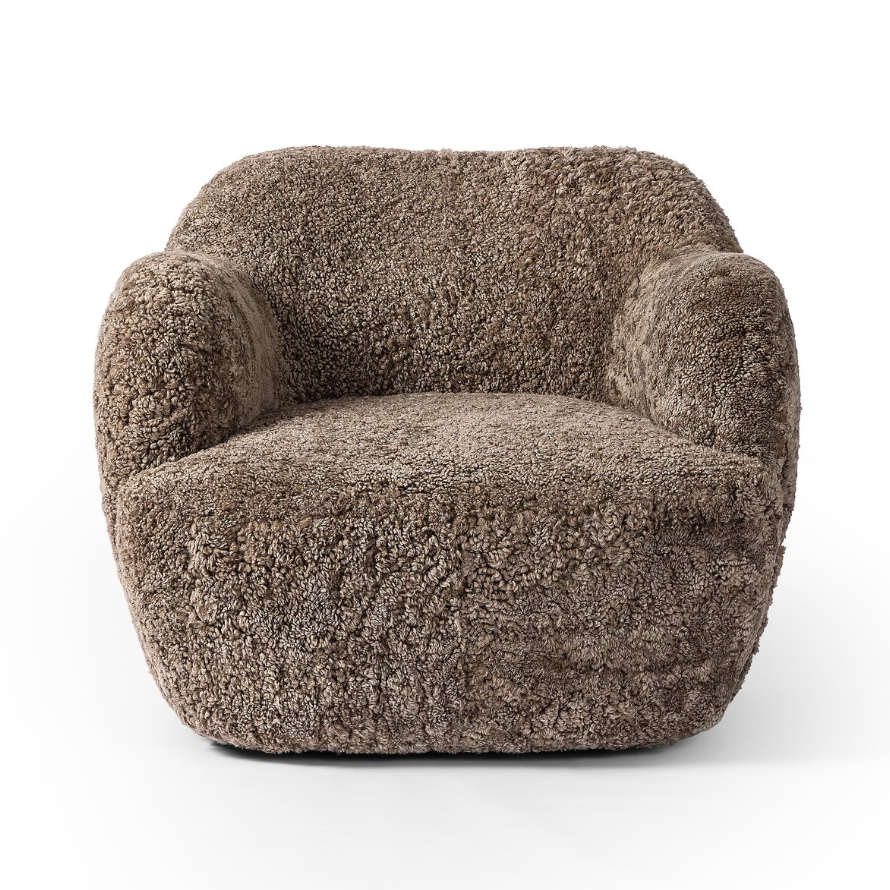 Julius Swivel Chair-Taupe Shearling: Available at City Home PDX