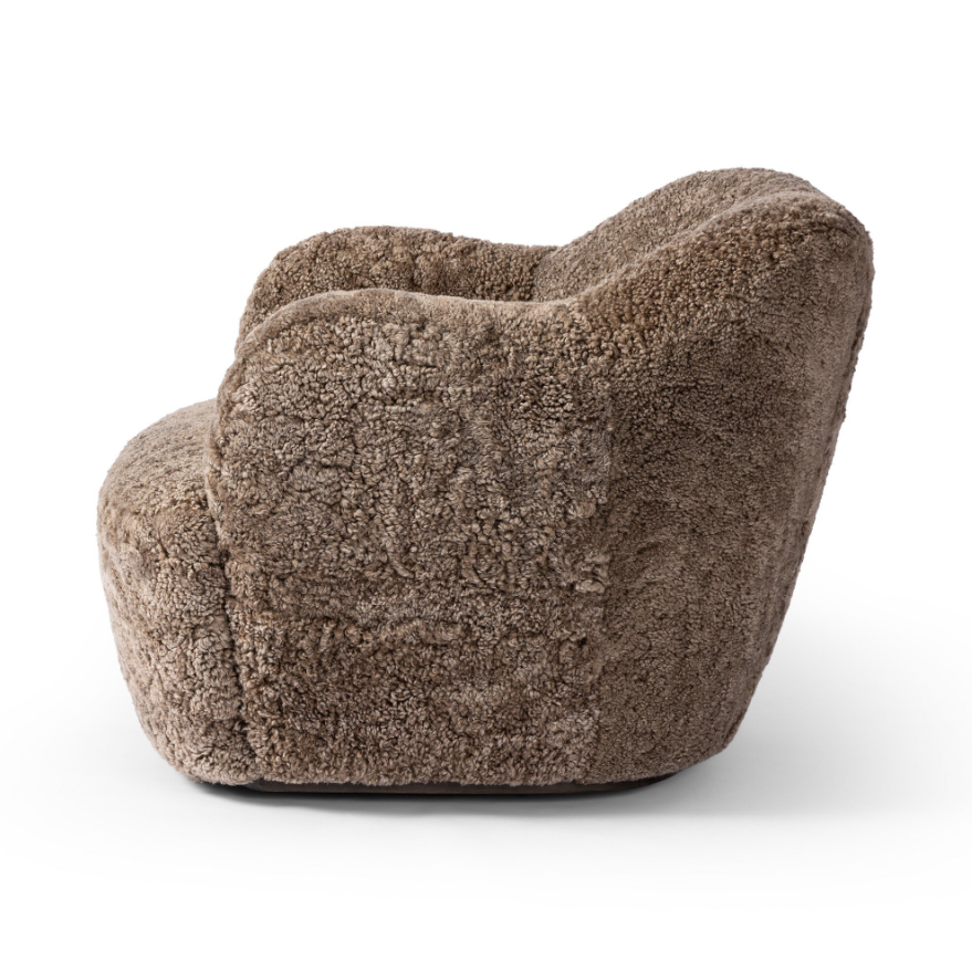 Julius Swivel Chair-Taupe Shearling: Product Side View
