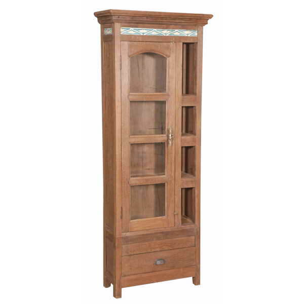 Narrow Teak Cabinet with Glass - shop vintage storage furniture at City Home