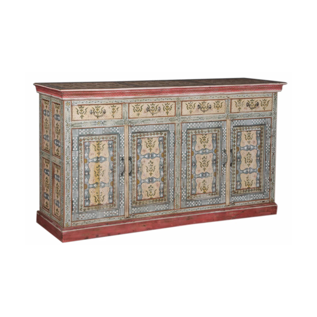 Handmade Painted 4 Door Sideboard