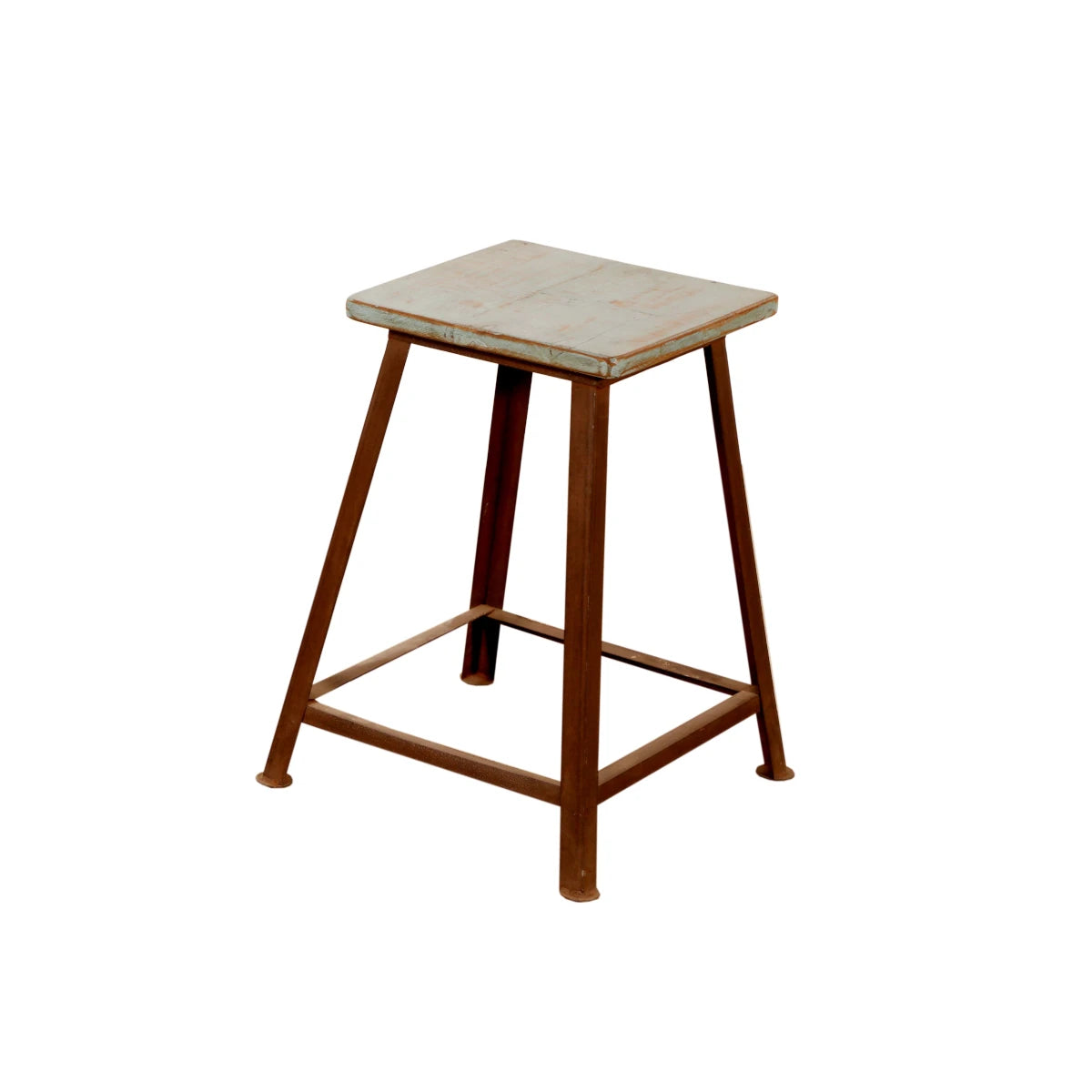 Handcrafted Teak and Iron Stool - shop vintage furniture at City Home