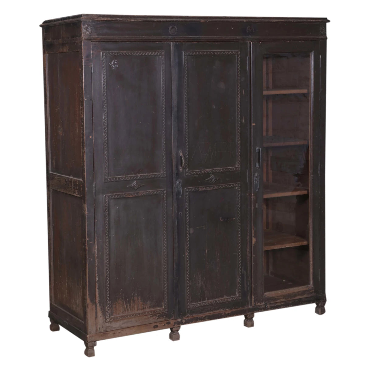 Dark Wood Teak Cabinet with Glass: Available at City Home PDX