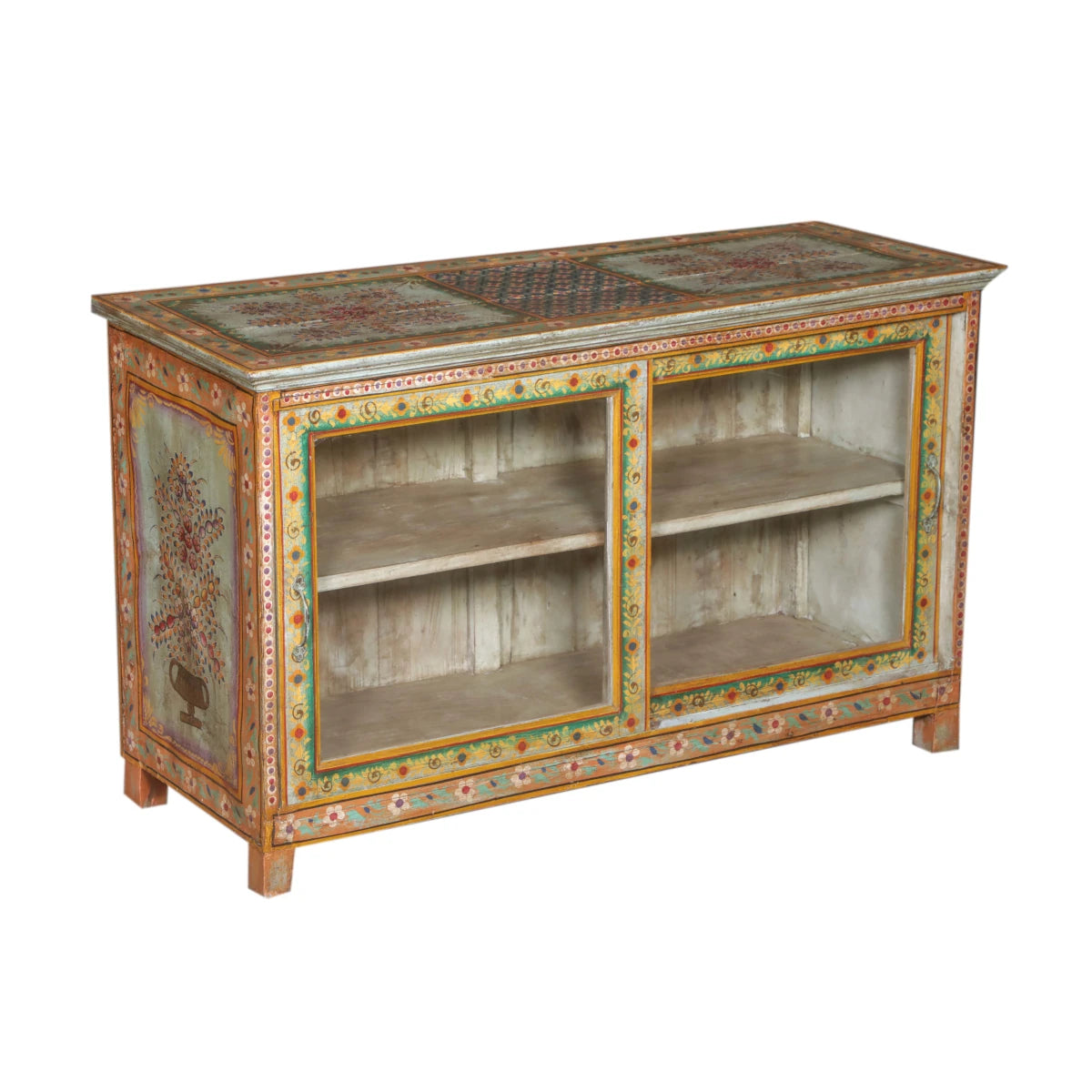 Wooden Painted Cabinet with Glass-Style B: Available at City Home PDX