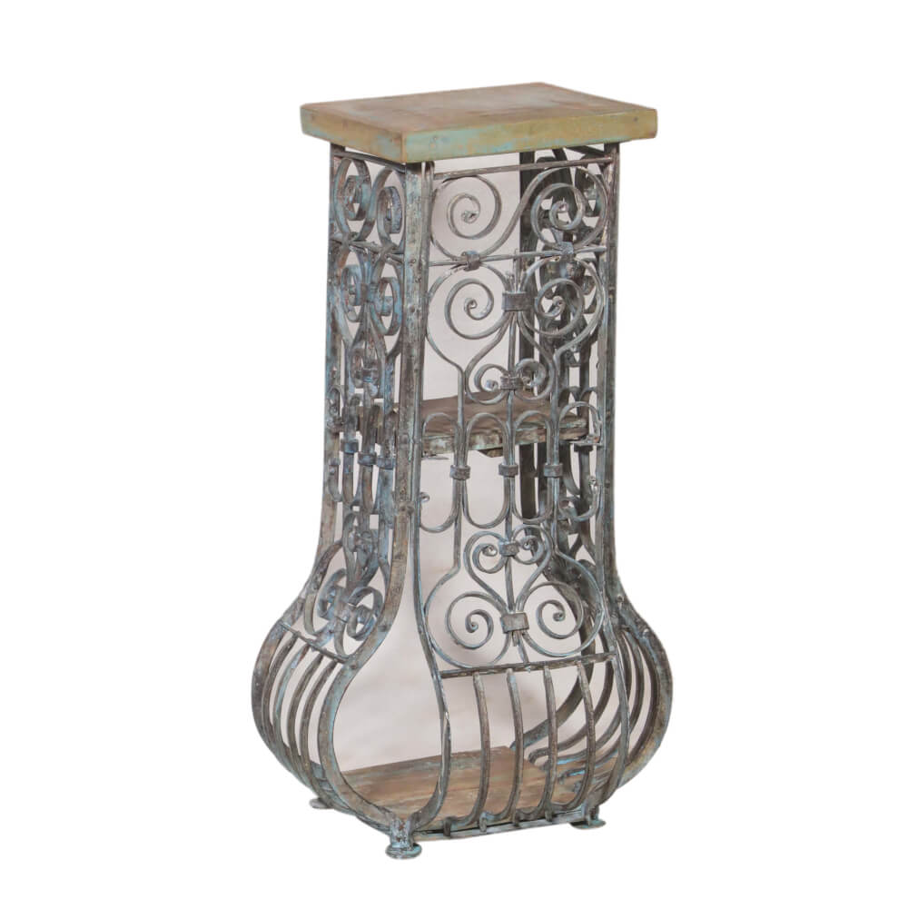 Iron Stool with Teak Top