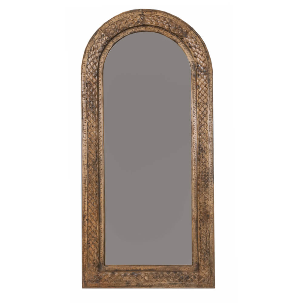 Arch Teak Frame Mirror - shop vintage and reclaimed wood mirrors at City Home