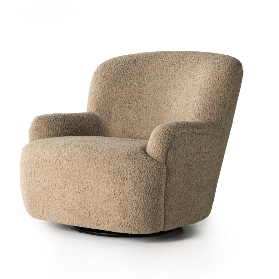 Kadon Swivel Chair-Sheepskin Camel: Product View