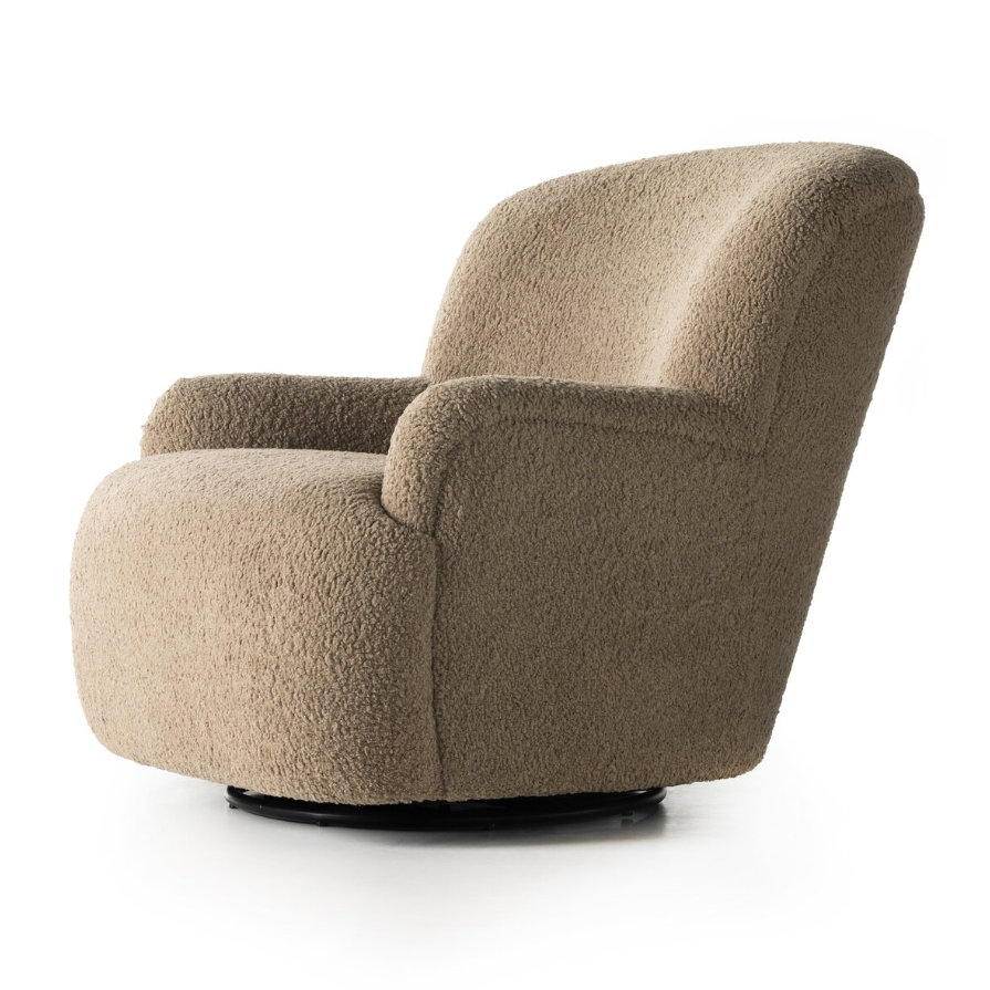 Kadon Swivel Chair-Sheepskin Camel: Product Quarter View