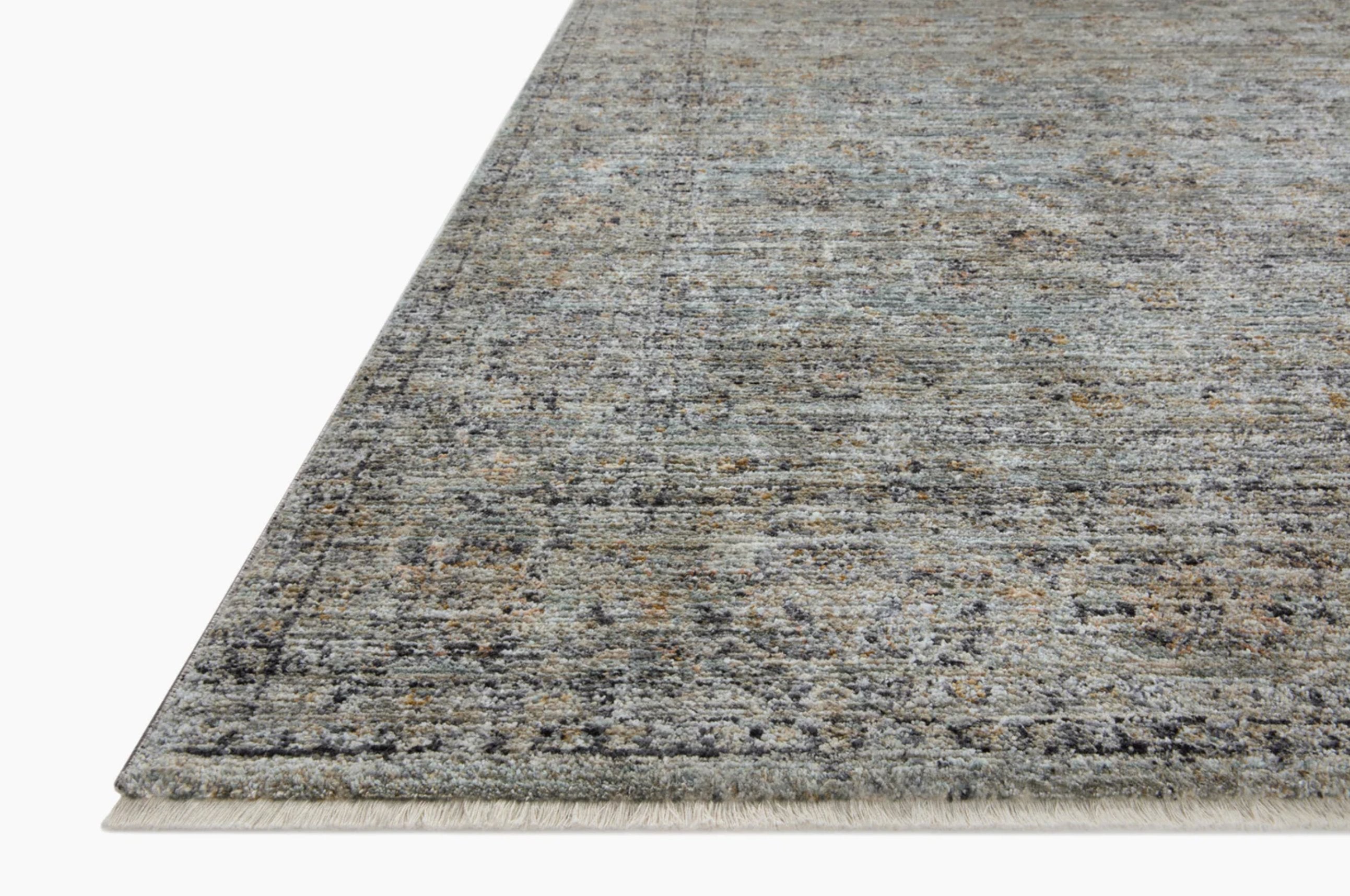 Jean Stoffer x Loloi Katherine Rug in Ocean/Gold: Pile Height View