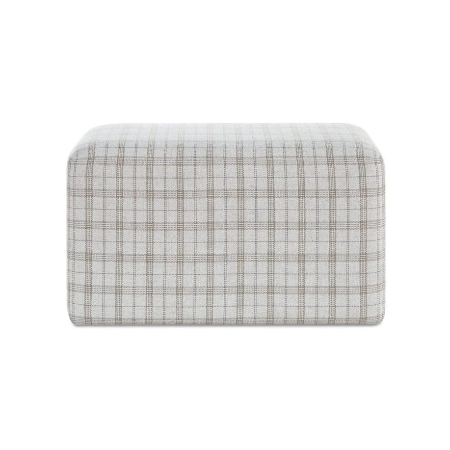 Kelce Ottoman-Taupe Plaid: Available at City Home PDX