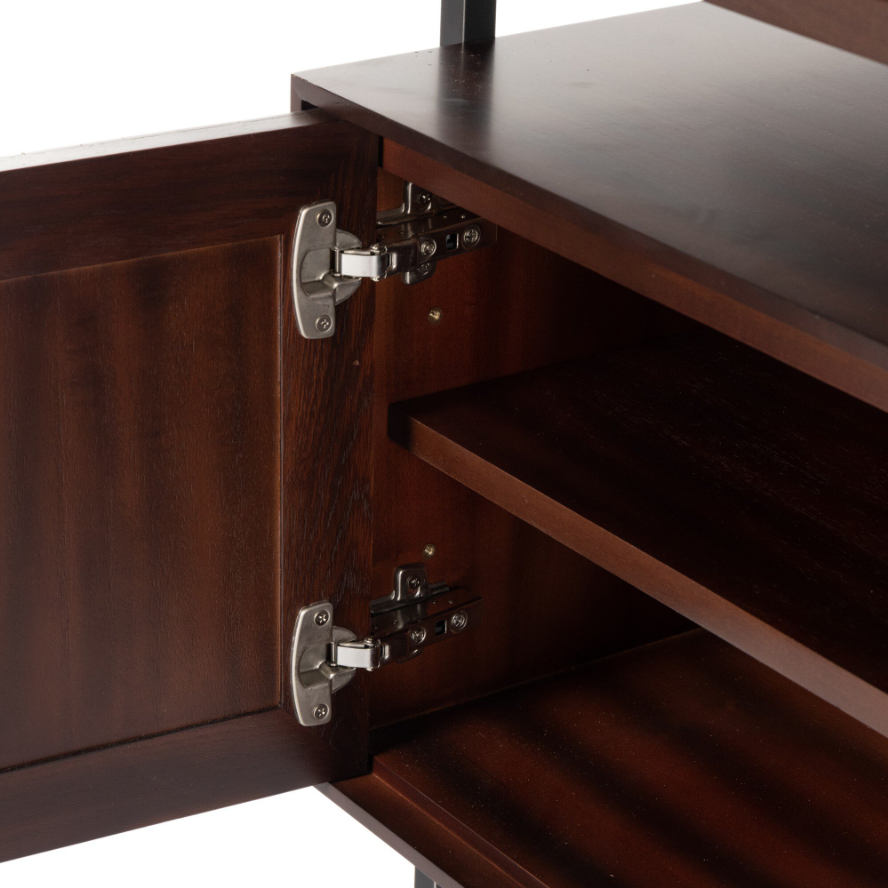 Lauren Desk-Natural Peroba: Up-Close Open Cabinet Product View