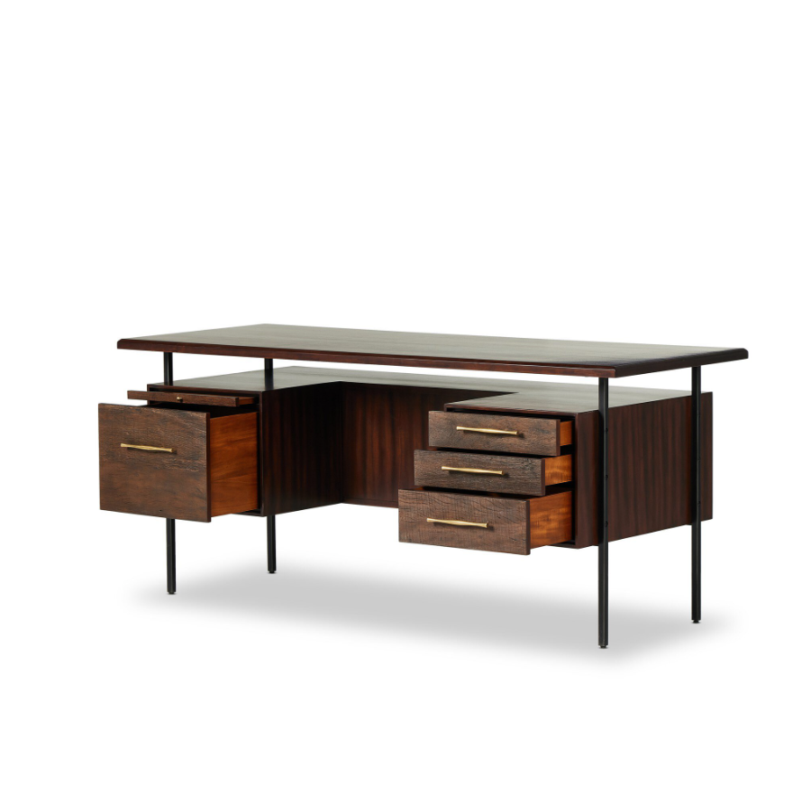 Lauren Desk-Natural Peroba: Open Storage Product View