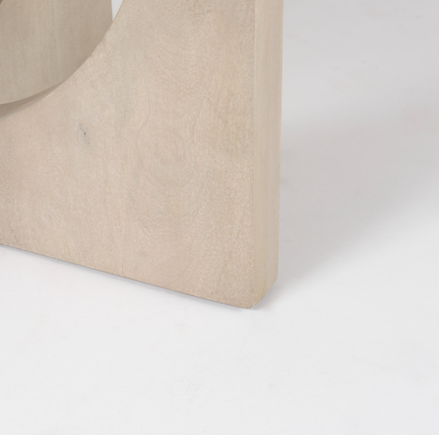 Liesl Circular Top Dining Table-Gray: Up-Close Base Corner View