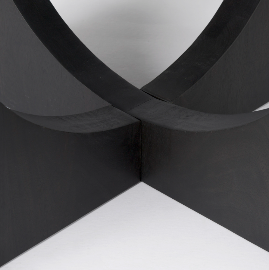 Liesl Circular Top Dining Table-Black: Up-Close Base View