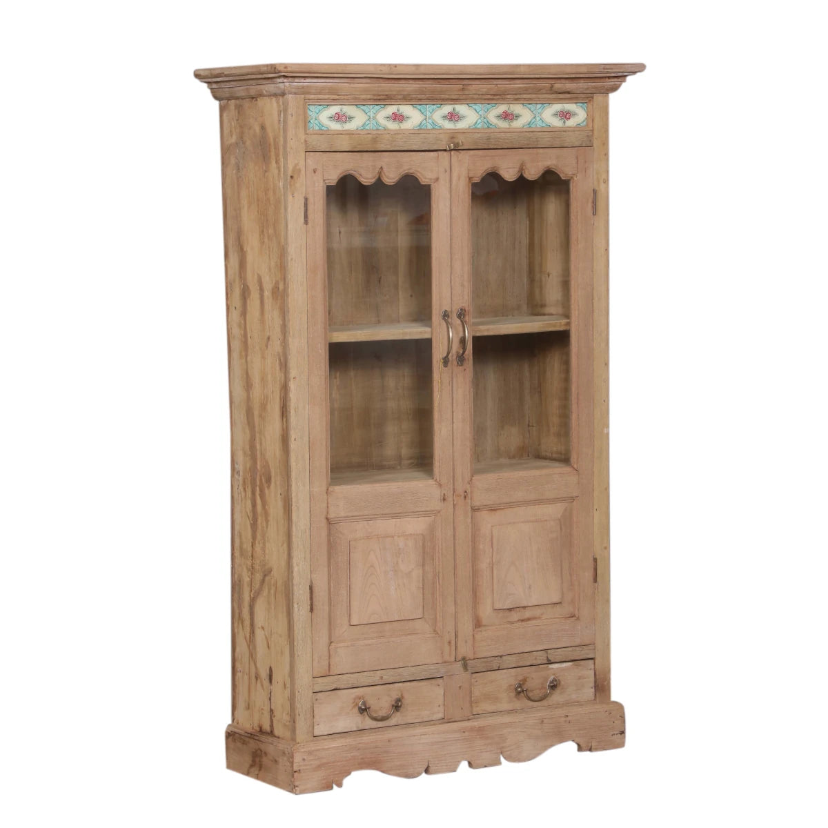 2 Door Teak Cabinet with Glass-Style Three: Product View