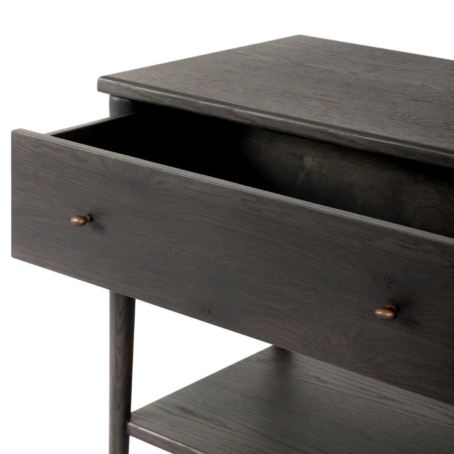 Amber Lewis X Four Hands Lizzy Nightstand: Up-Close Open Drawer Product View