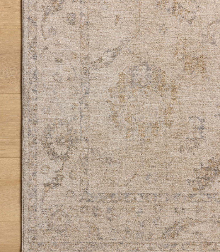 Chris Loves Julia X Loloi Louisa Rug in Oatmeal/Slate: Up-Close Product Pattern View