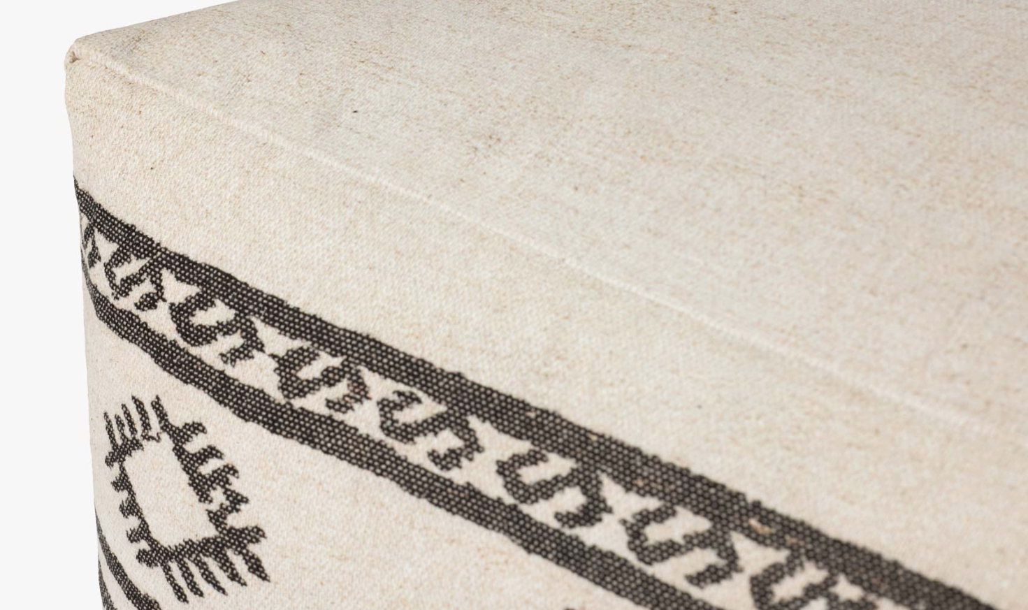 Ivory/Brown Pouf: Up-Close Product View