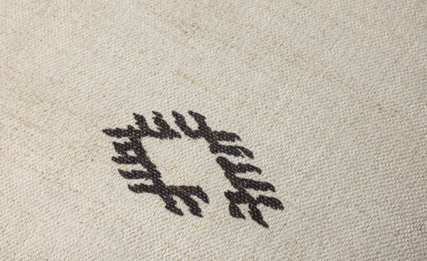 Ivory/Brown Pouf: Up-Close Product Pattern View