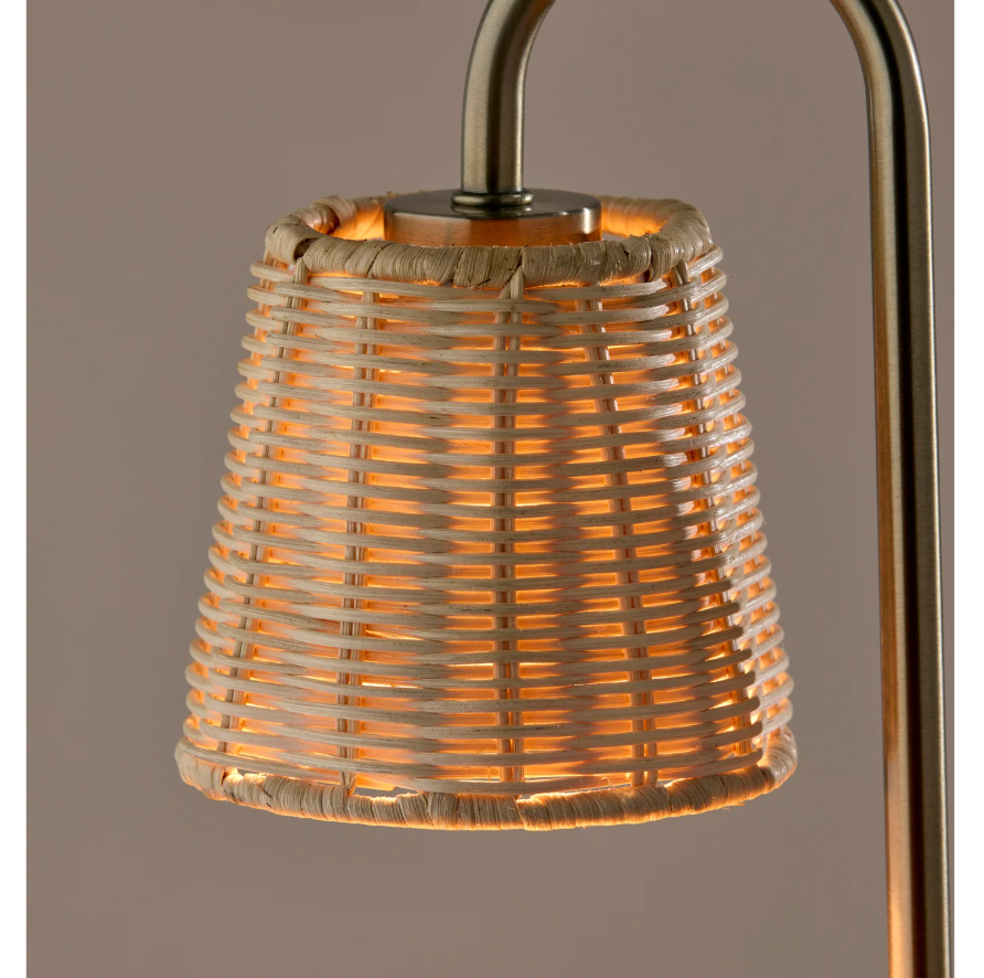 Lucian Candlewarmer Lamp: Light-On Rattan Sade View