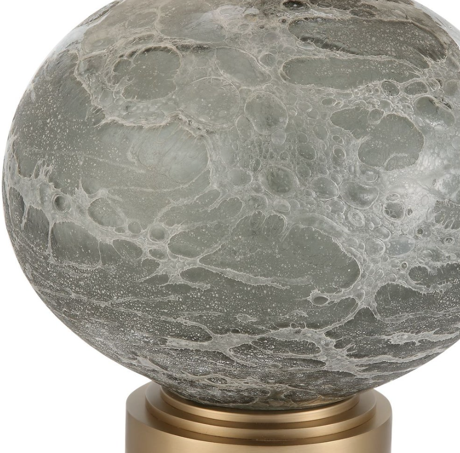 Lunia Table Lamp: Art Glass Center w/Textured Surface View