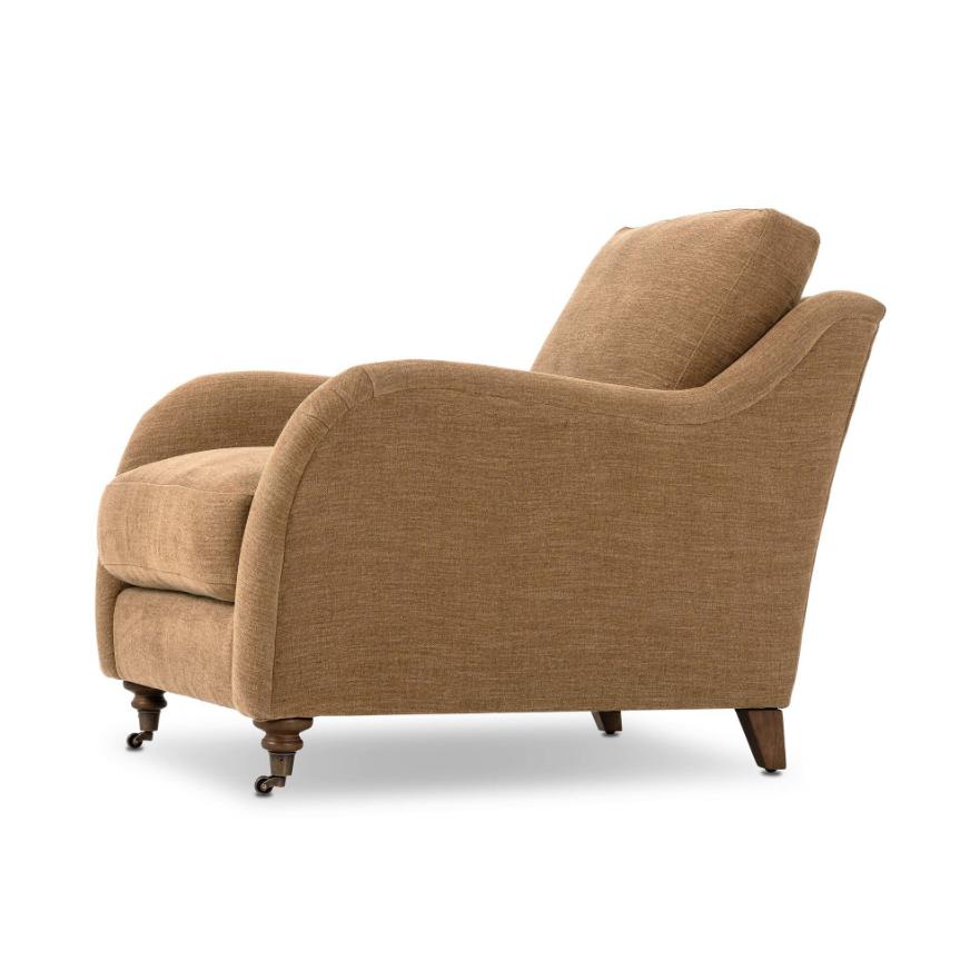 Amber Lewis X Four Hands Lynne Chair-Laughlin Ochre: Product Quarter View