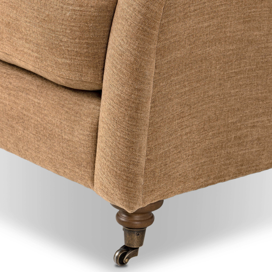 Amber Lewis X Four Hands Lynne Chair-Laughlin Ochre:  Product Caster Legs View