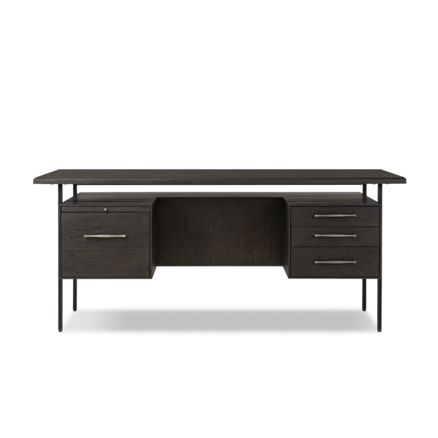 Lauren Desk-Charcoal Oak Resawn Veneer: Available at City Home PDX