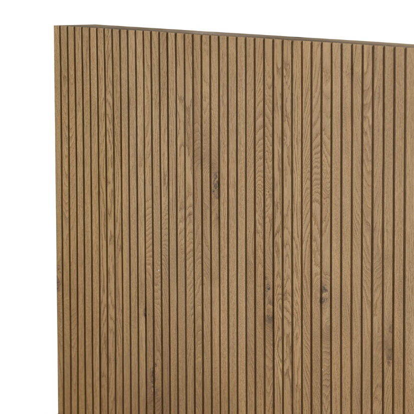 Leo Bed-Queen-Rustic Light Natural Oak: Product Headboard Corner View
