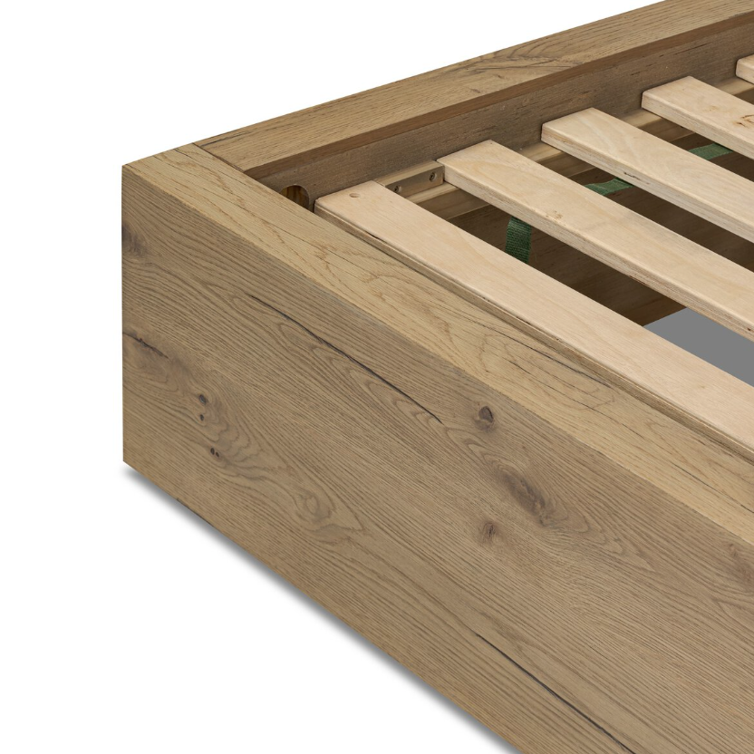 Leo Bed-Queen-Rustic Light Natural Oak: Product Footboard View