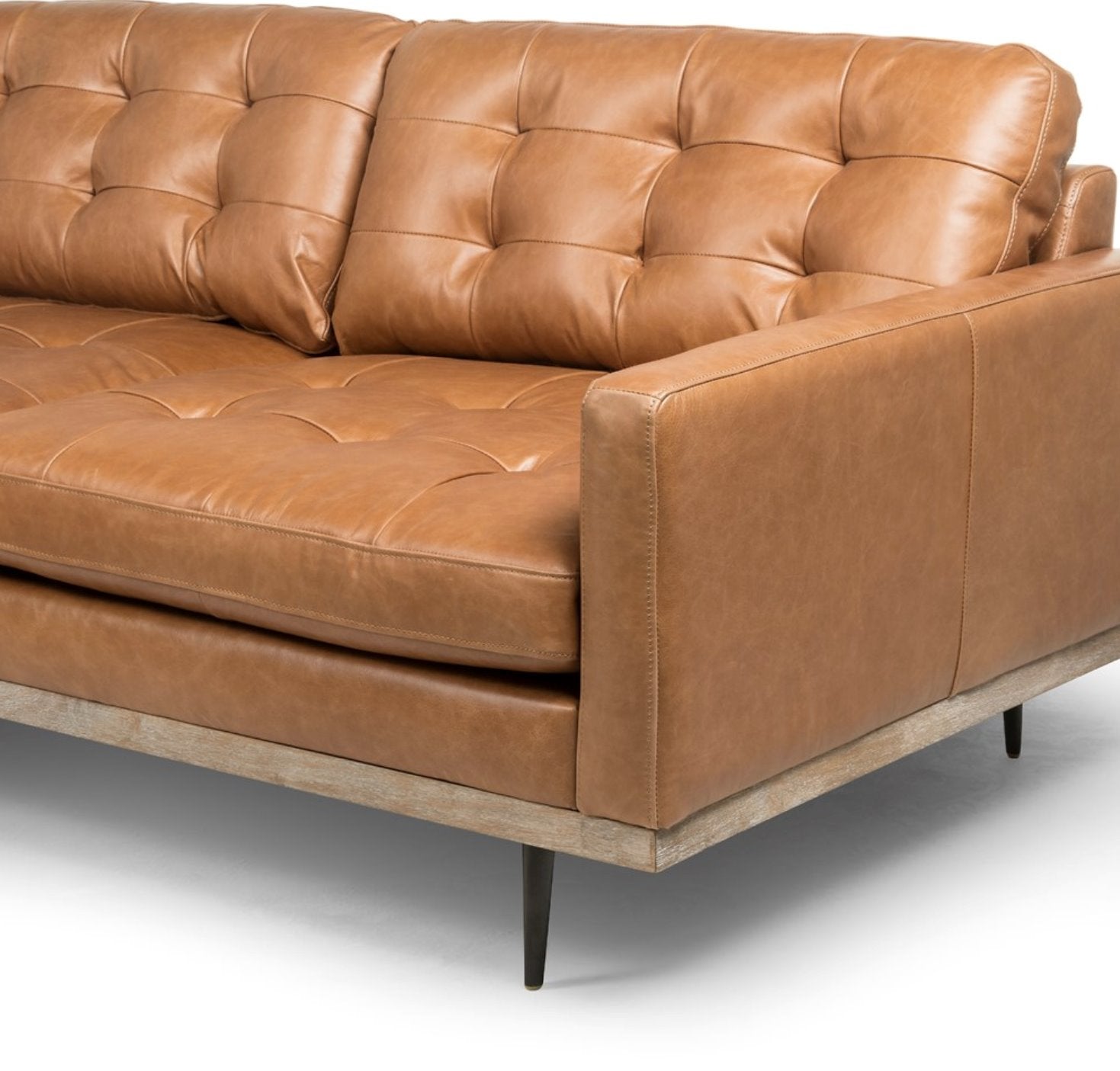 Lexi 2 Piece Leather Sectional with Left Chaise: Up-Close Product View