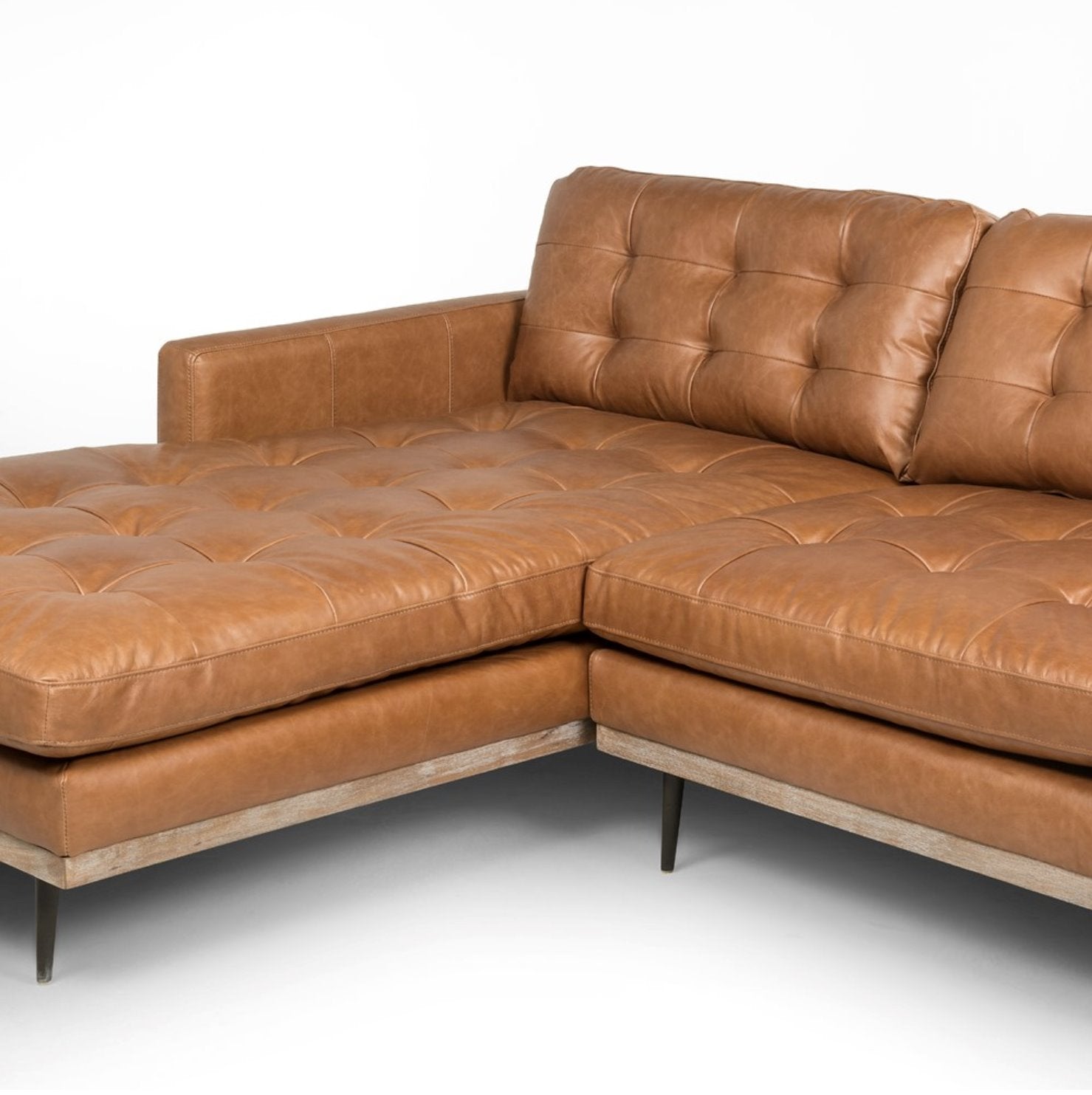 Lexi 2 Piece Leather Sectional with Left Chaise: 3rd Up-Close Product View
