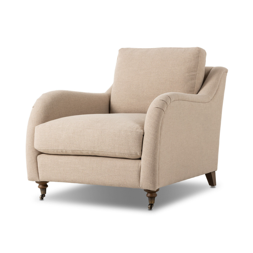 Amber Lewis X Four Hands Lynne Chair-Antwerp Taupe: Product Quarter View