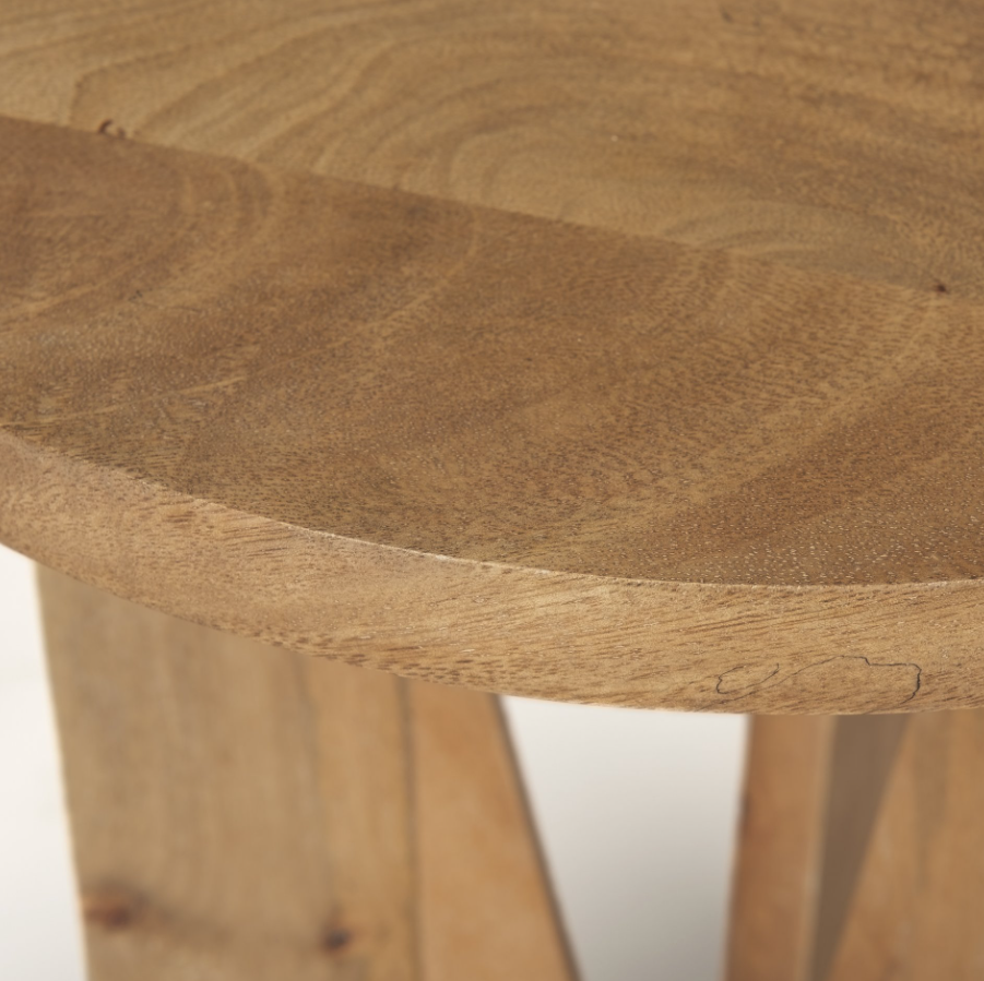 Mattius Accent Table-Light Wood: Corner Tabletop View