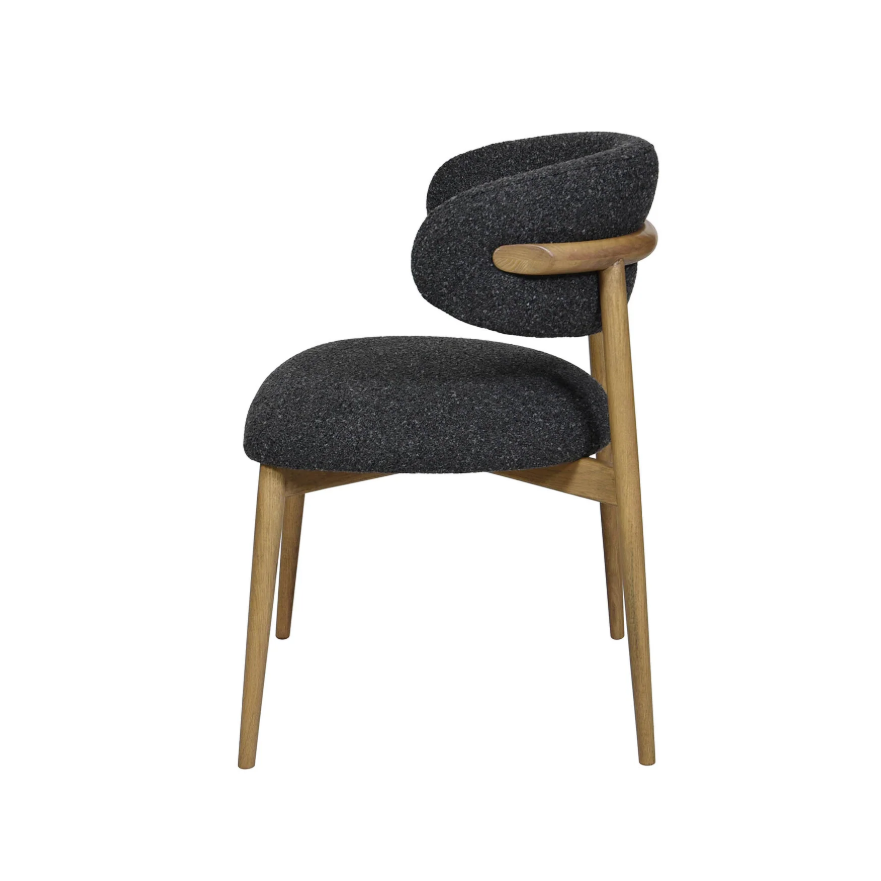 Milo Dining Chair-Cloud Storm Boucle: Product Side View