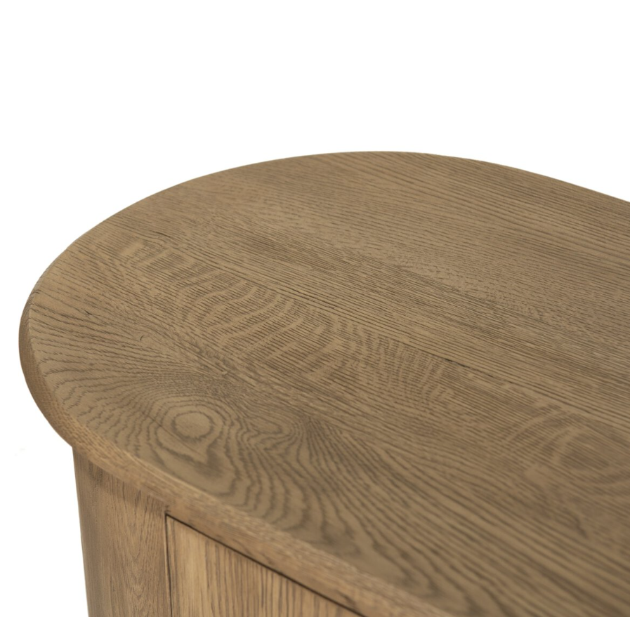 Amber Lewis X Four Hands Makai Sideboard-Light Wash Oak: Tabletop Corner View