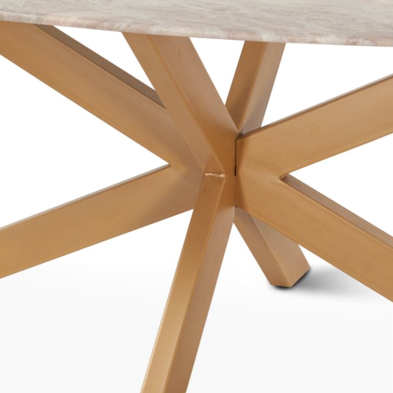 Malibu 90" Iron and Marble Oval Dining Table: Up-Close View of Iron Base