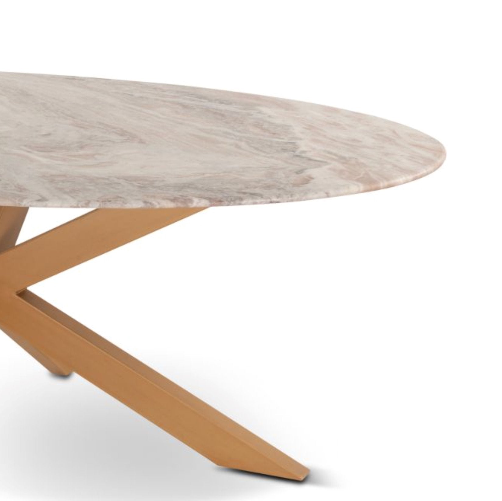 Malibu 90" Iron and Marble Oval Dining Table: Product Corner View