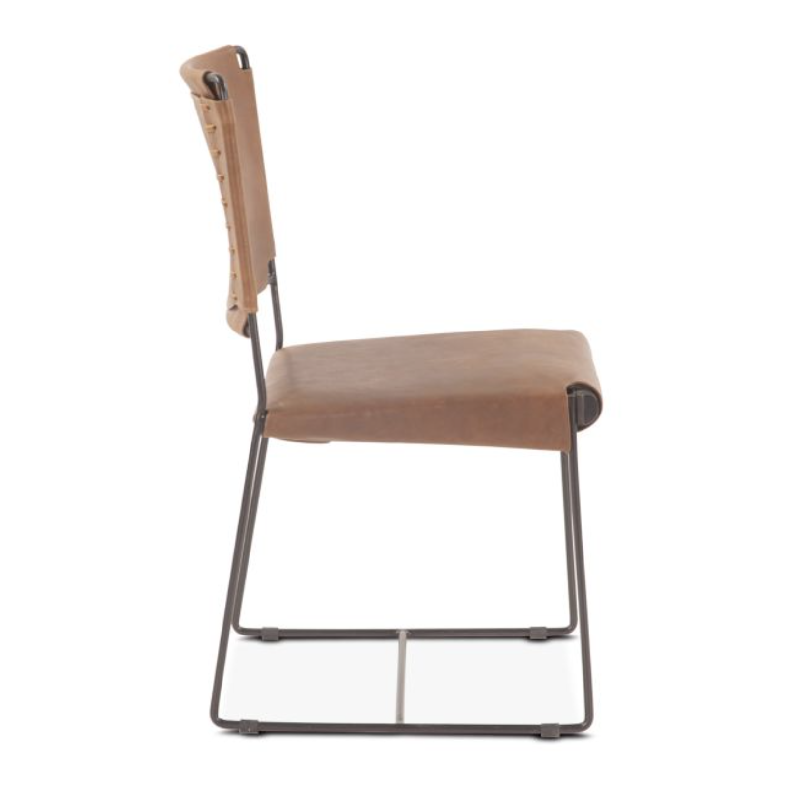 New York Dining Chair-Brown Buffalo Leather: Product Side View