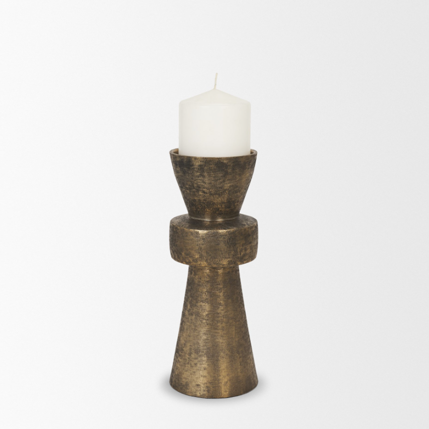 Odilia Pillar Candle Holder: Front Product with Candle View