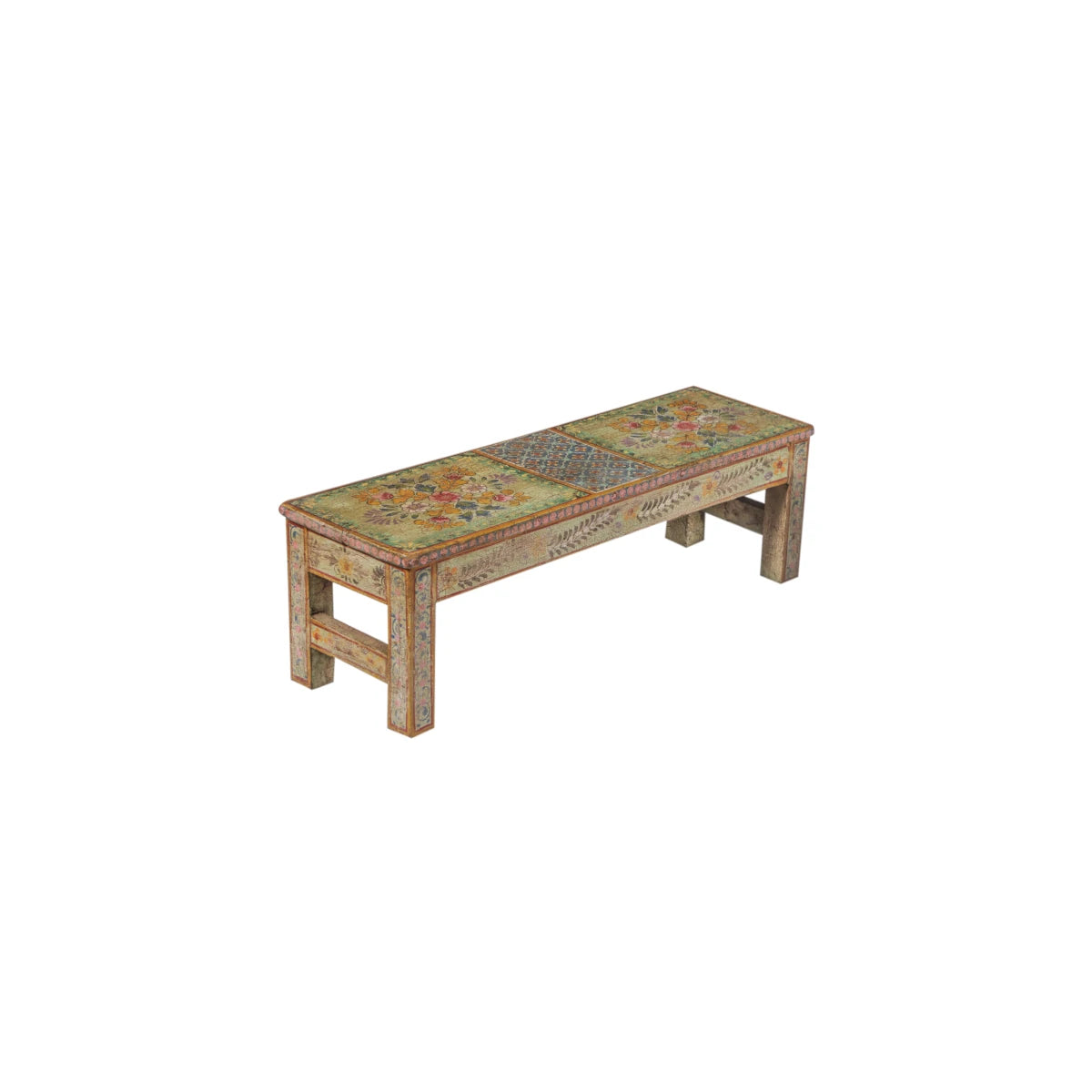 Painted Wooden Bench-Style Two: Product Style 3 View