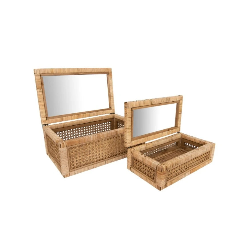 Rattan Stash Box: Open-Lid Product View