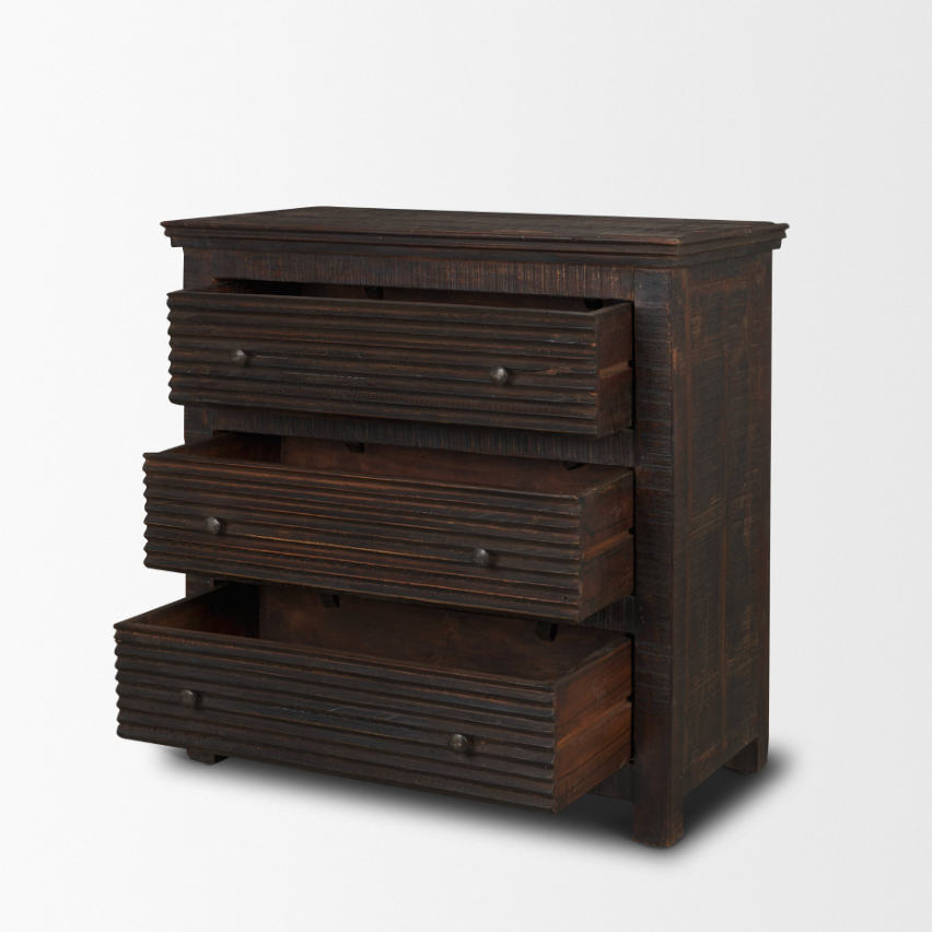Rhett 3 Drawer Cabinet: Open Drawers Product View
