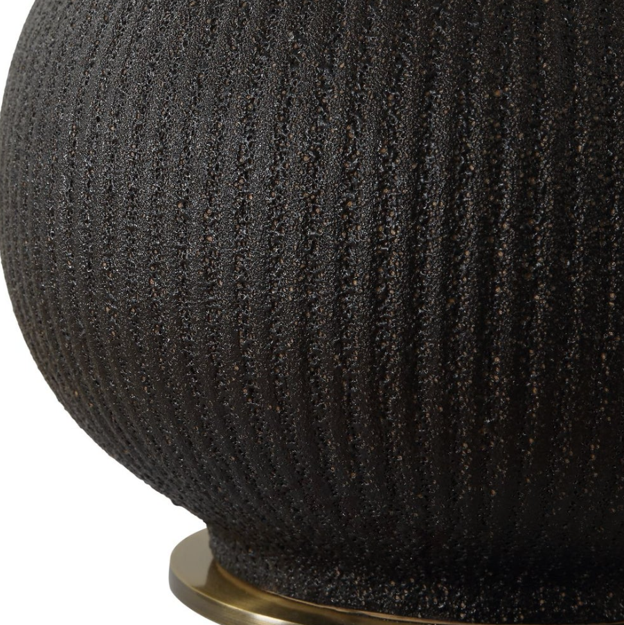 Rimini Table Lamp: Ceramic Ribbed Distressed Texture Base
