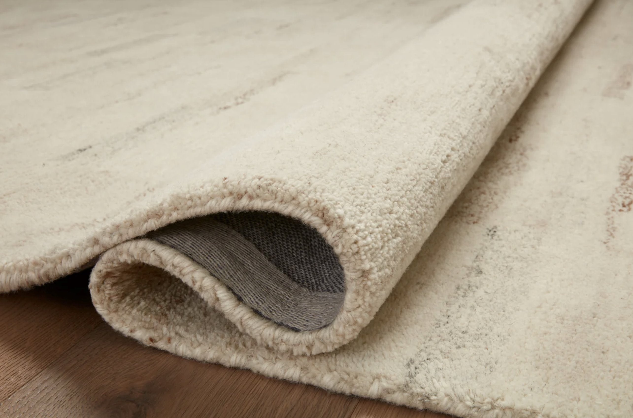 Amber Lewis x Loloi Rocky Rug in Natural/Fog: Folded View