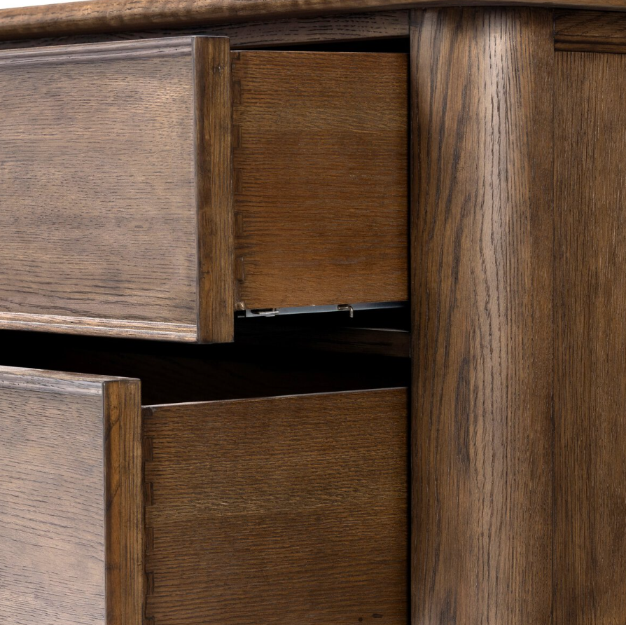 Russ Nightstand: Open Drawers Product Side View