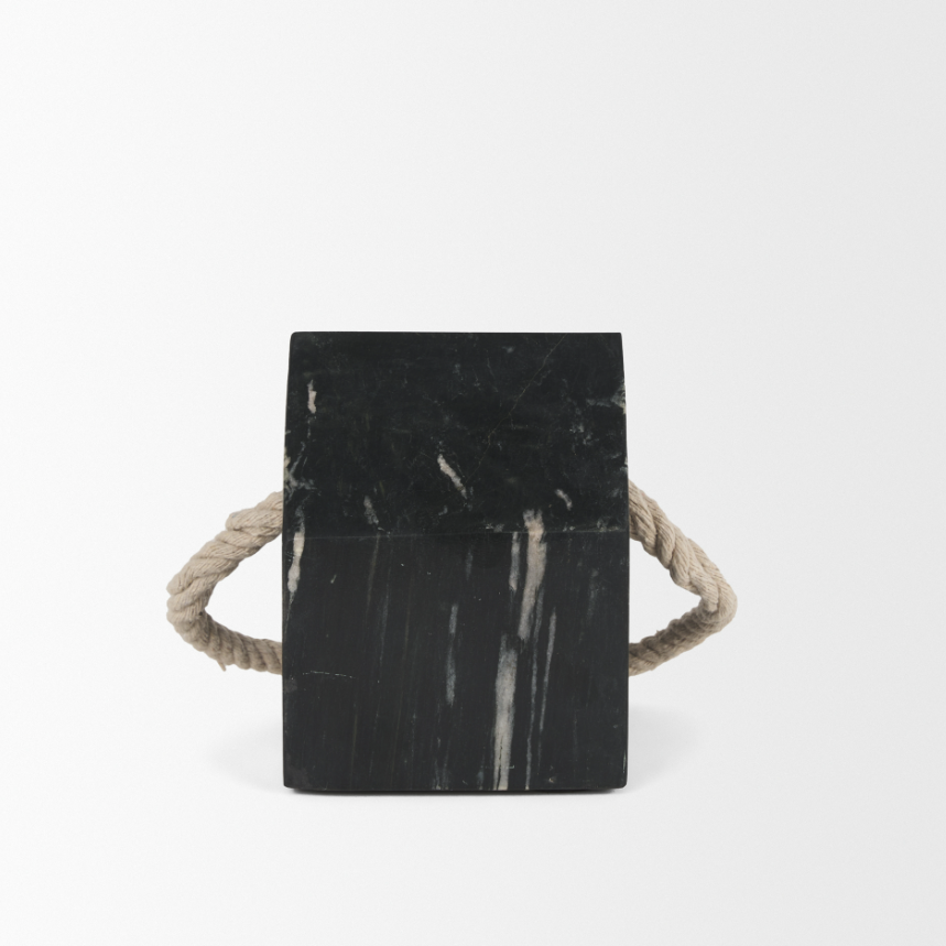 Raena House Door Stopper-Black Marble: Product Side View
