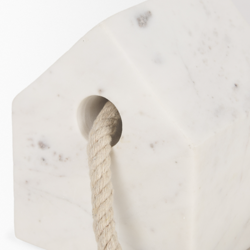 Raena House Door Stopper-White Marble: Up-Close Product View