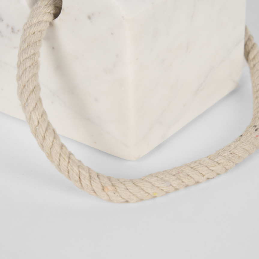 Raena House Door Stopper-White Marble: Product Rope View