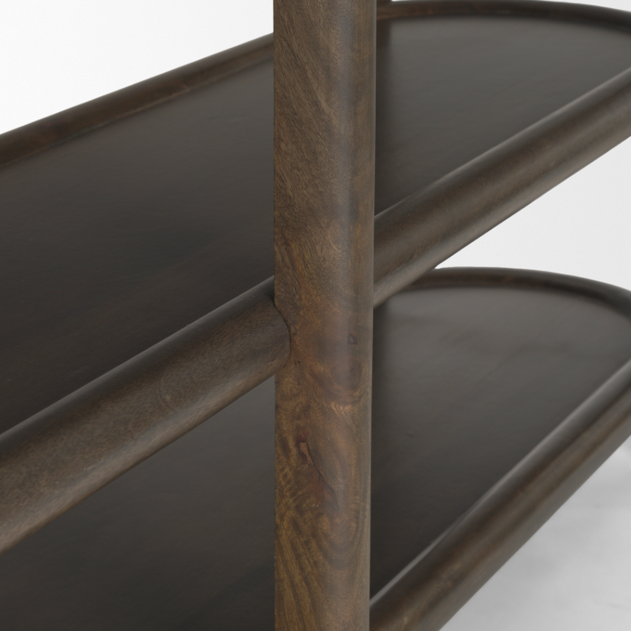 Romi Oval Console Table: Up-Close Tiered Product View