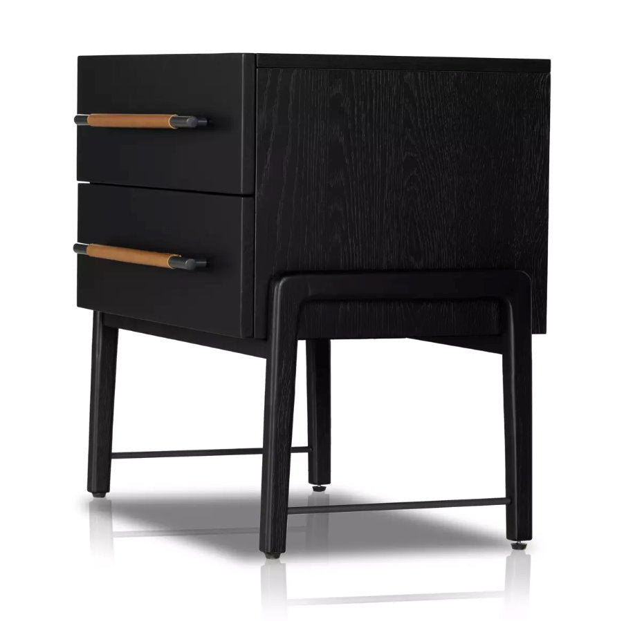 Rosedale Nightstand in Ebony Oak Veneer: Product Quarter View